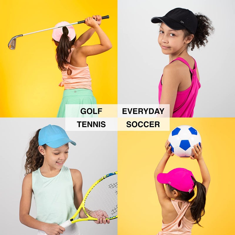 Ponyflo Kids Active Ponytail Hat - Baseball Hat with Full Back Opening for Girls Ages 7-12 Years - UV Certified Protection - Image 5